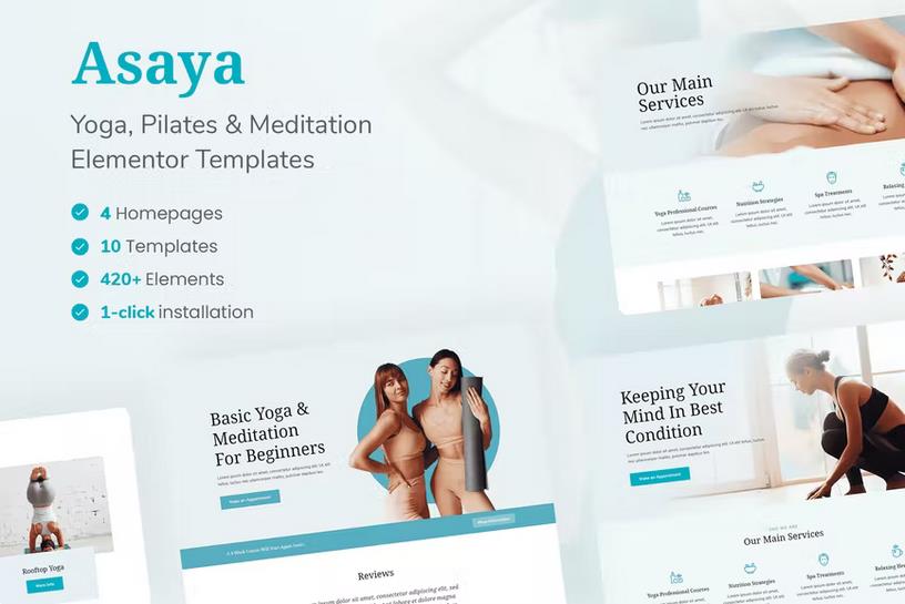 Asaya - Yoga & Meditation Elementor Kit listing image