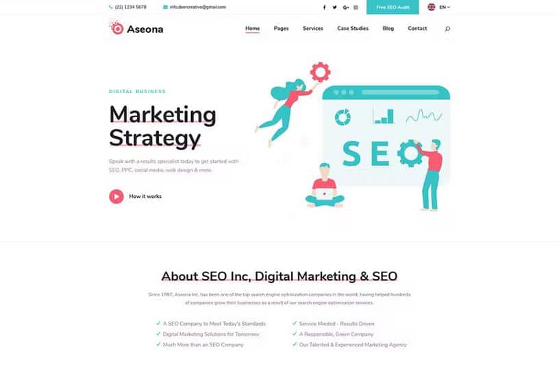 Product preview supplied for Aseona | SEO Digital Marketing Elementor Template Kit