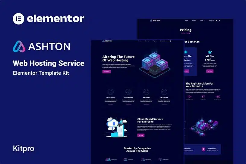 Ashton - Web hosting Elementor Template Kit listing image