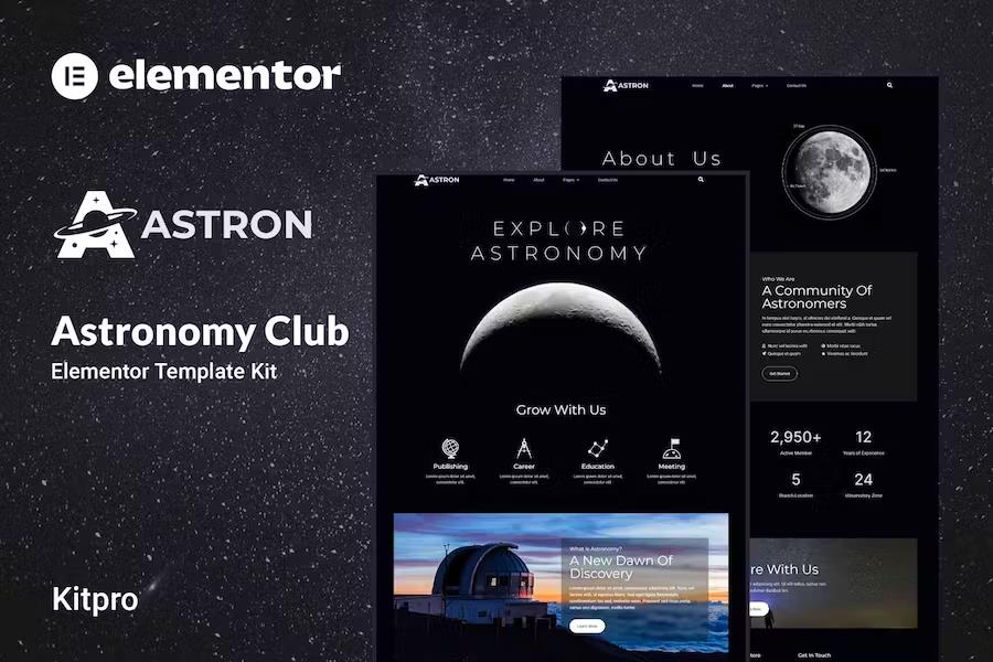 Product preview supplied for Astron - Astronomy Elementor Template Kit