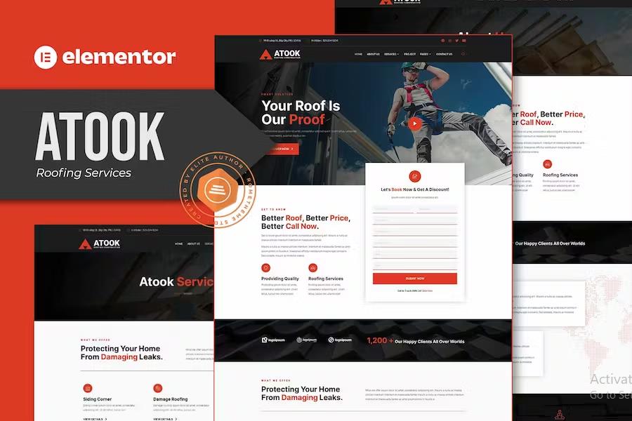 Atook - Roofing Services Elementor Template Kit product preview