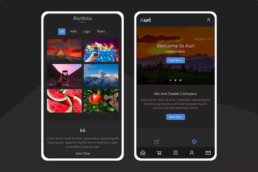 Auri - A Modern Mobile Template