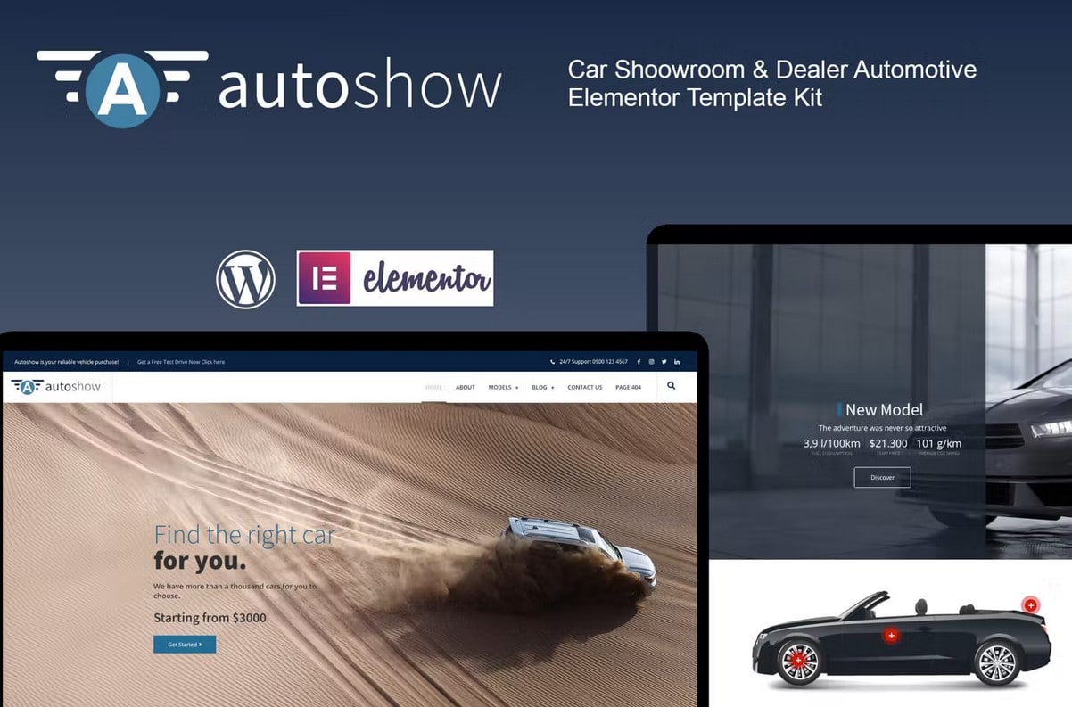 AutoShow - Car Shoowroom & Dealer Elementor Template Kit