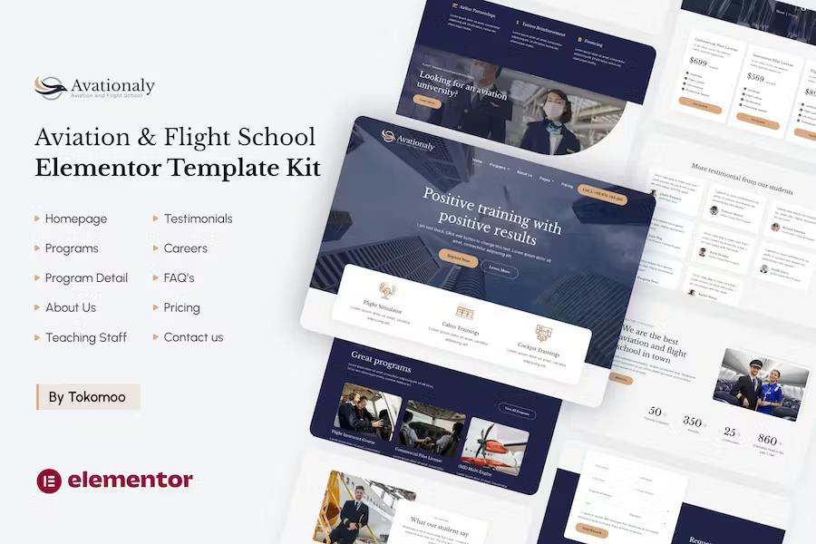 Preview image for Aviationaly - Aviation & Flight School Elementor Template Kit