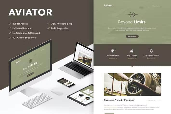 Aviator - Responsive Email + Themebuilder Access