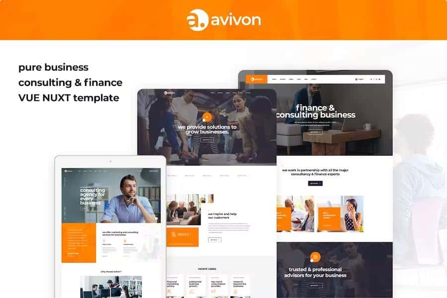 Avivon - Vue Nuxt Business Consulting & Finance Template