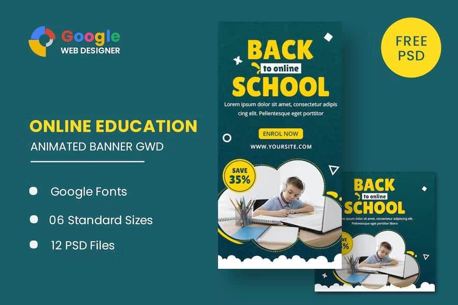 Back To School Animated Banner Google Web Designer