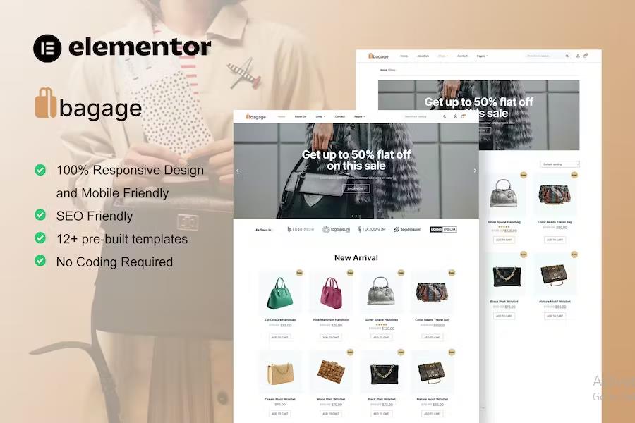 Product preview supplied for Bagage - Woocommerce Bag Store Elementor Pro Template Kit