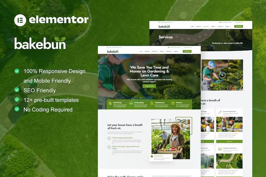 Bakebun - Landscape & Gardening Elementor Template Kit listing image