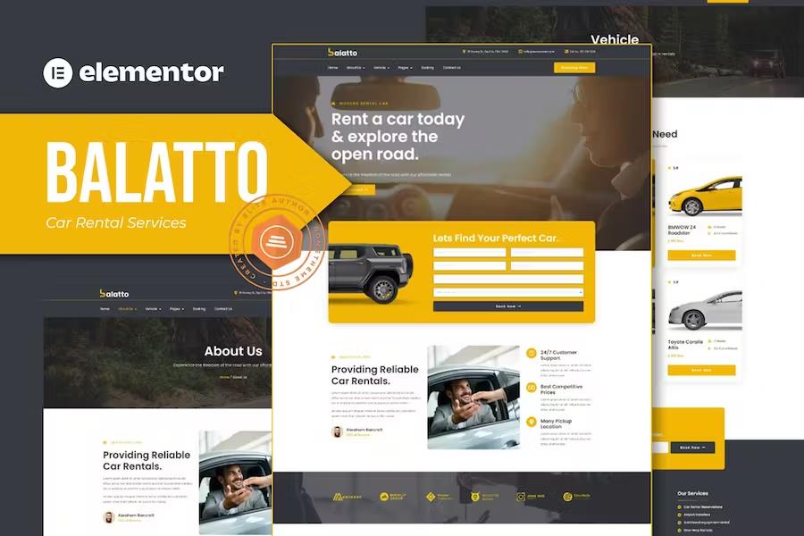 Preview image for Balatto - Car Rental Company Elementor Pro Template Kit