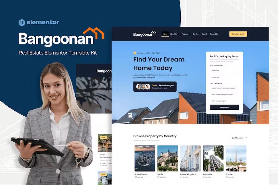 Product preview supplied for Bangoonan - Real Estate & Property Elementor Template Kit