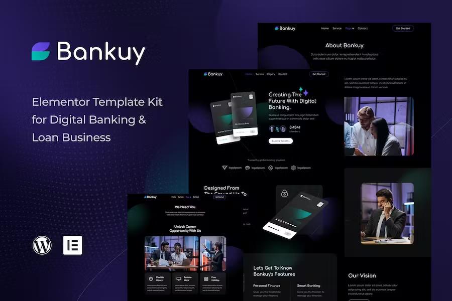 Bankuy - Digital Banking & Business Loan Elementor Template Kit product preview