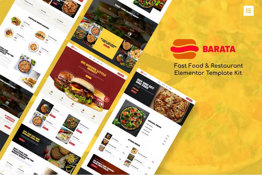 Barata - Fast Food & Burger Elementor Template Kit
