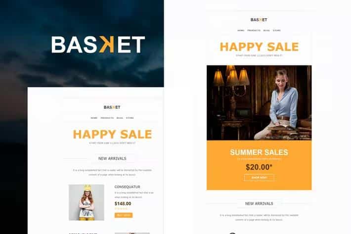 Basket - eCommerce Responsive E-mail Templates +Themebuilder Access