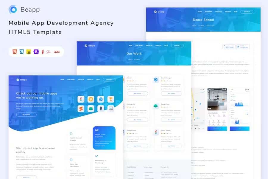Beapp - Mobile App Development Agency HTML5 Template + RTL Support