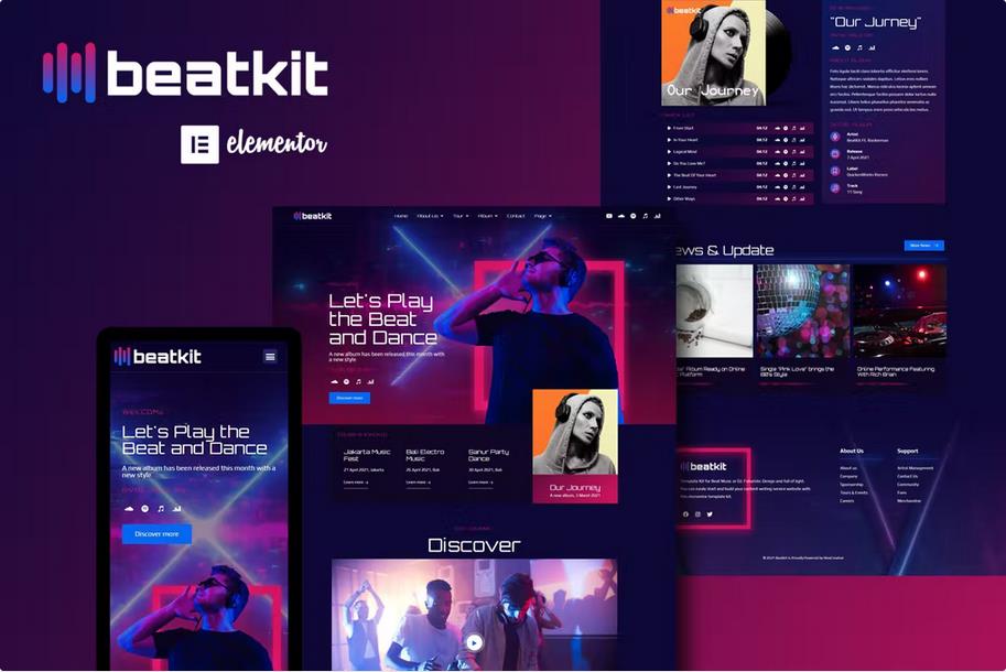 BeatKit - Music Events Elementor Template Kit listing image