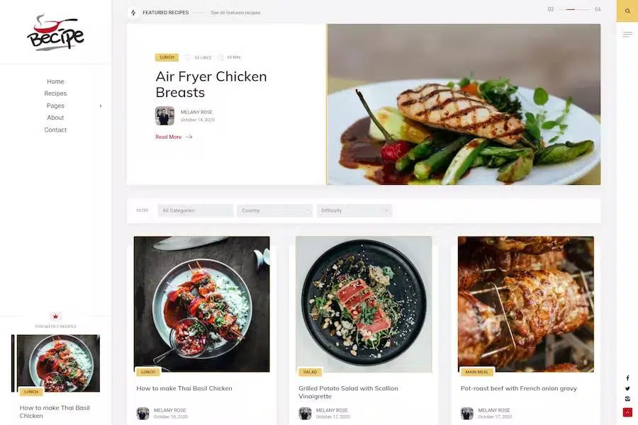 Becipe - Recipe Blogging WordPress Theme