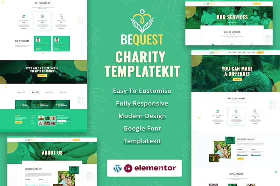 BEQUEST - Nonprofit Charity & Donation Elementor Template Kit