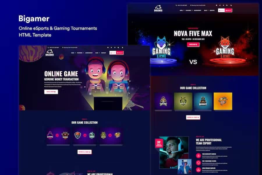 Bigamer - Online eSports And Gaming Tournaments HTML Template