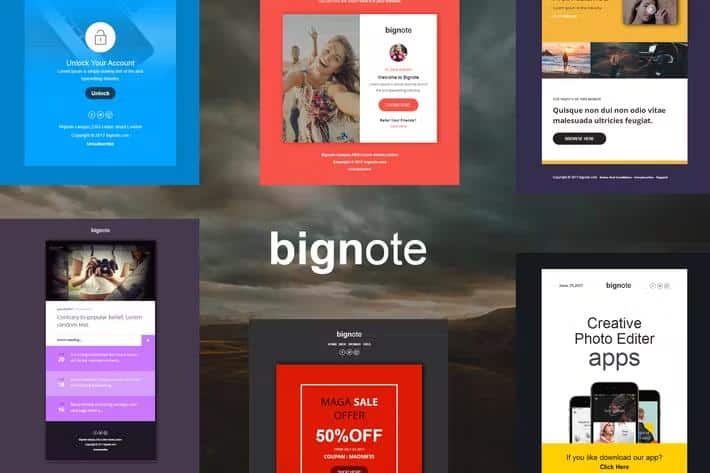 Bignote - 24 Unique Responsive Email Notification set + Online Access