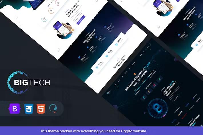 Product preview supplied for Bigtech - ICO & Crypto Landing Page Template