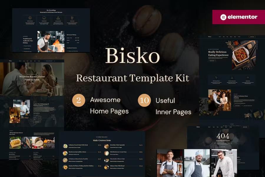 Product preview supplied for Bisko - Restaurant & Cafe Elementor Template Kit