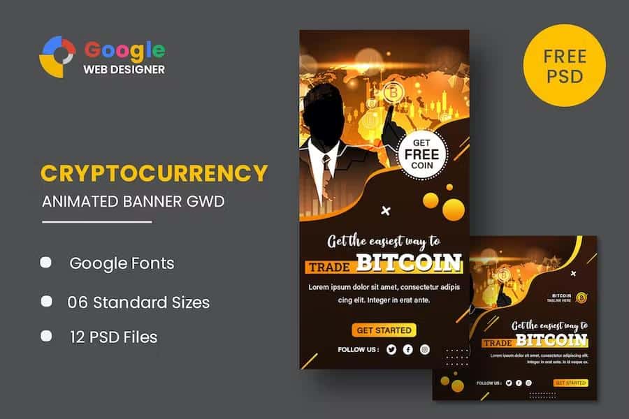 Bitcoin Cryptocurrency Animated Banner GWD