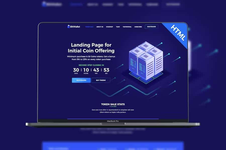 BitWallet - Cryptocurrency ICO Landing Page HTML Template