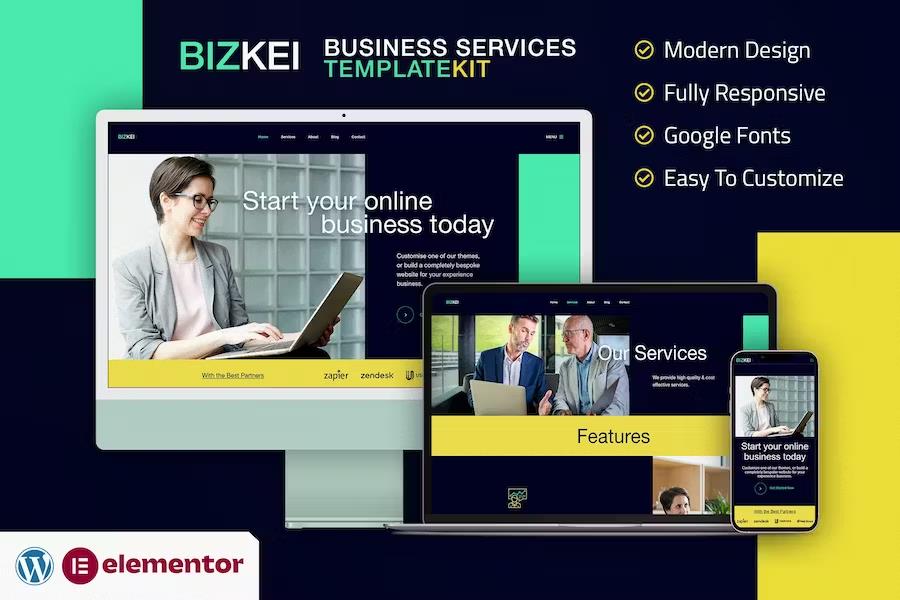 Product preview supplied for Bizkei - Business & Services Elementor Template Kit