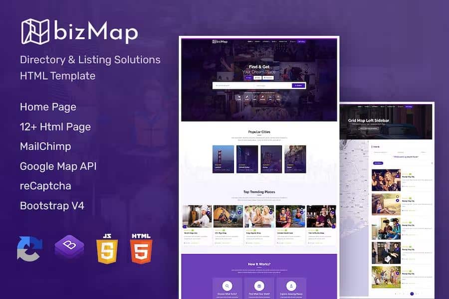 BizMap - Business Directory Listing HTML Template