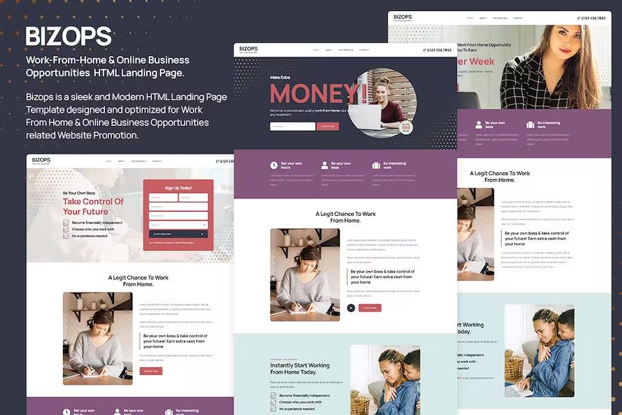 Bizops - Online Business Opportunities HTML Landing Page Template