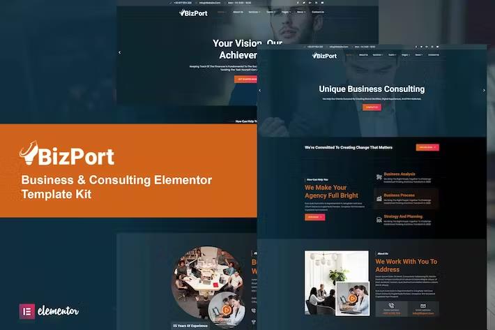Product preview supplied for Bizport - Business & Consulting Elementor Template Kit