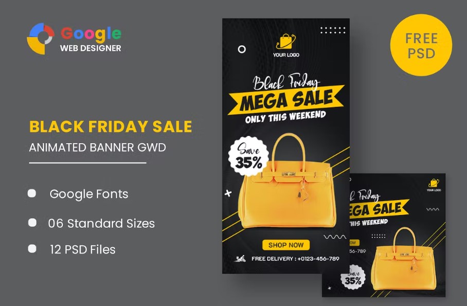 Black Friday Mega Sale HTML5 Banner Ads GWD