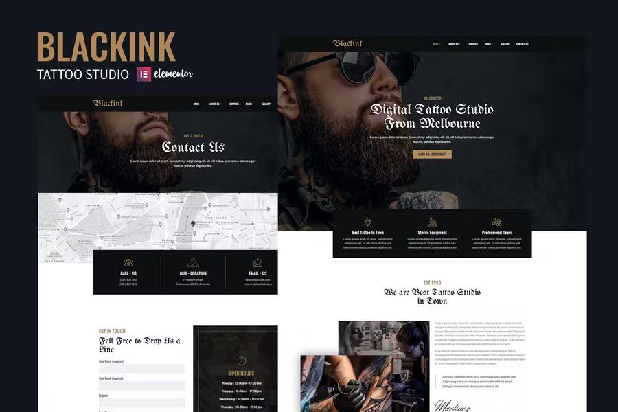 Blackink - Tattoo Studio Elementor Template Kit listing image