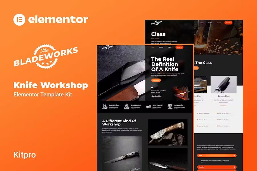 Bladeworks - Knife Workshop Elementor Template Kit listing image