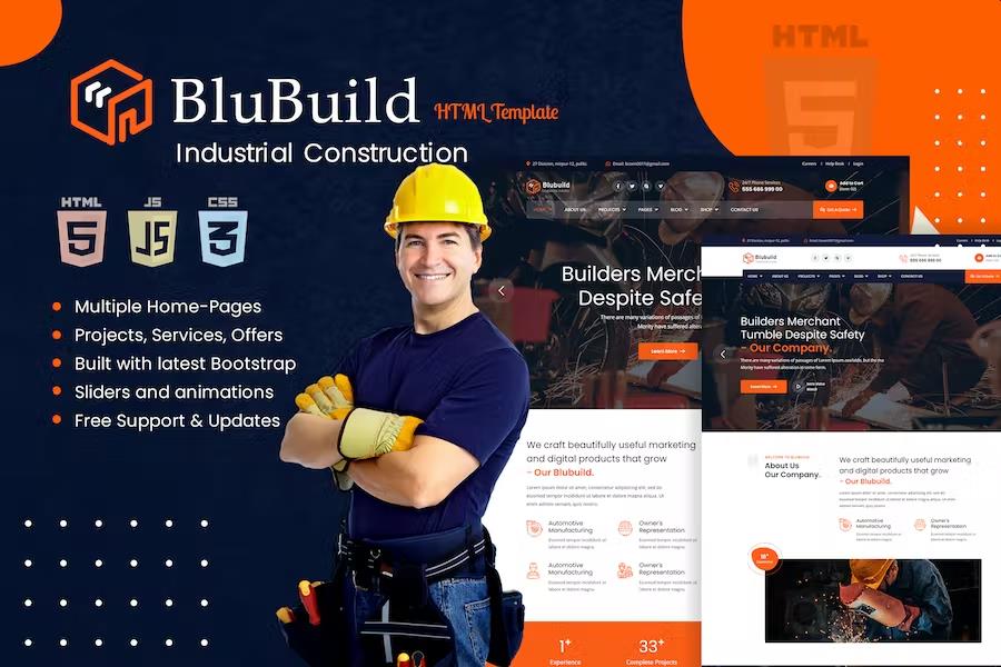 BluBuild - Industrial Construction HTML Template