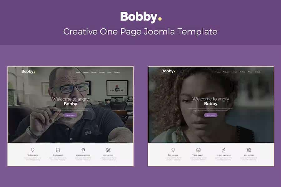 Bobby - Creative One Page Joomla Template product preview