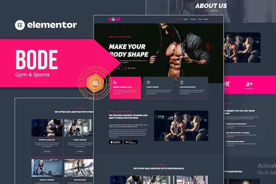 Product preview supplied for Bode - Gym & Sports Elementor Template Kit