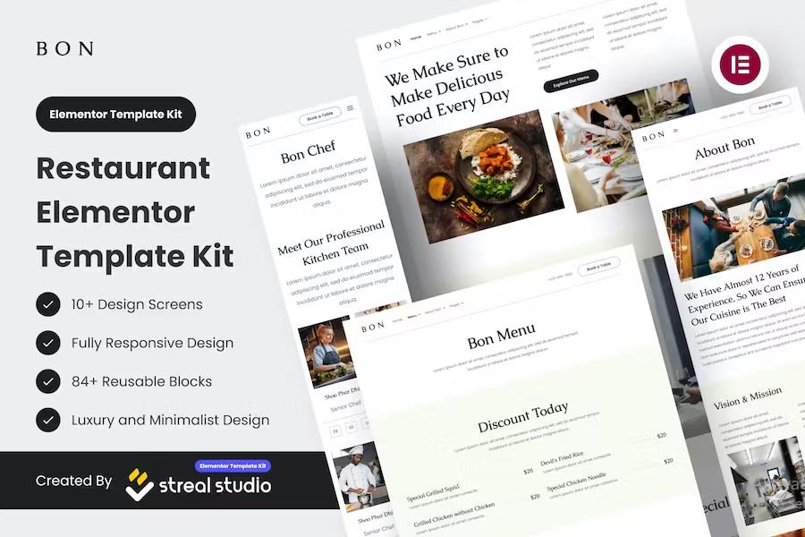 Bon - Restaurant Elementor Template Kit listing image