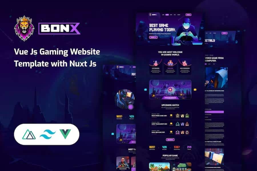 Bonx - Vue Js Gaming Website Template with Nuxt Js