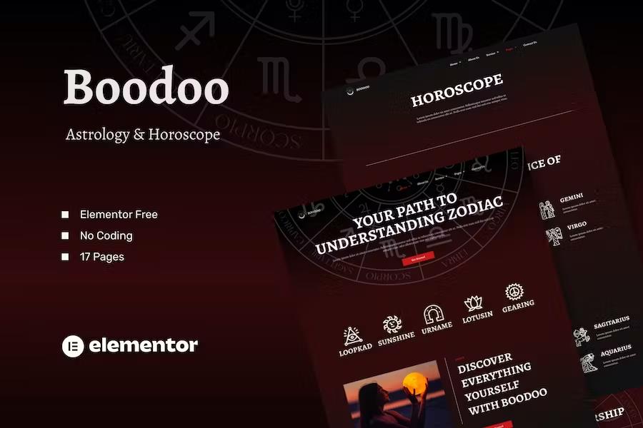 Preview image for Boodoo - Astrology & Horoscope Elementor Template Kit