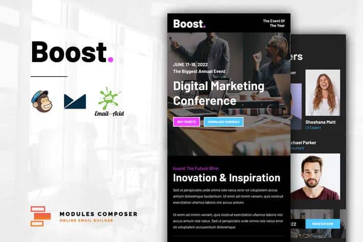 Boost - Responsive Email for Events & Conferences with Online Builder