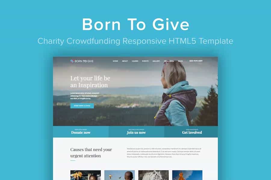 Born To Give - Charity Crowdfunding Responsive HTML5 Template