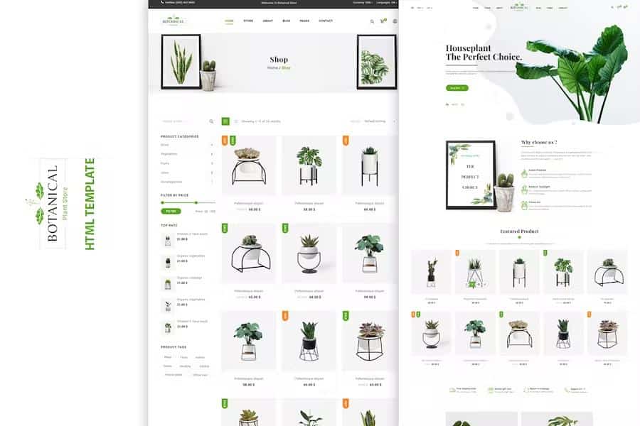 Product preview supplied for Botanical - HTML5 Ecommerce Template