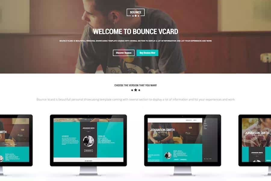 Preview image for BOUNCE - Responsive One Page Vcard Template