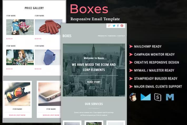 Boxes - Multipurpose Responsive Email Template product preview