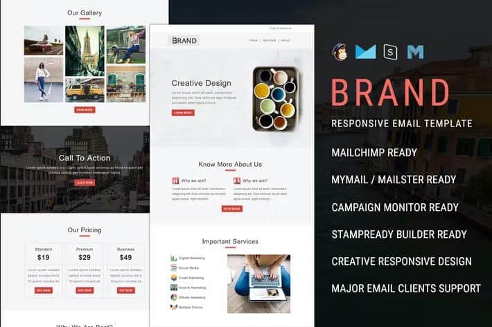 Brand - Multipurpose Responsive Email Template with Online StampReady & Mailchimp Editors