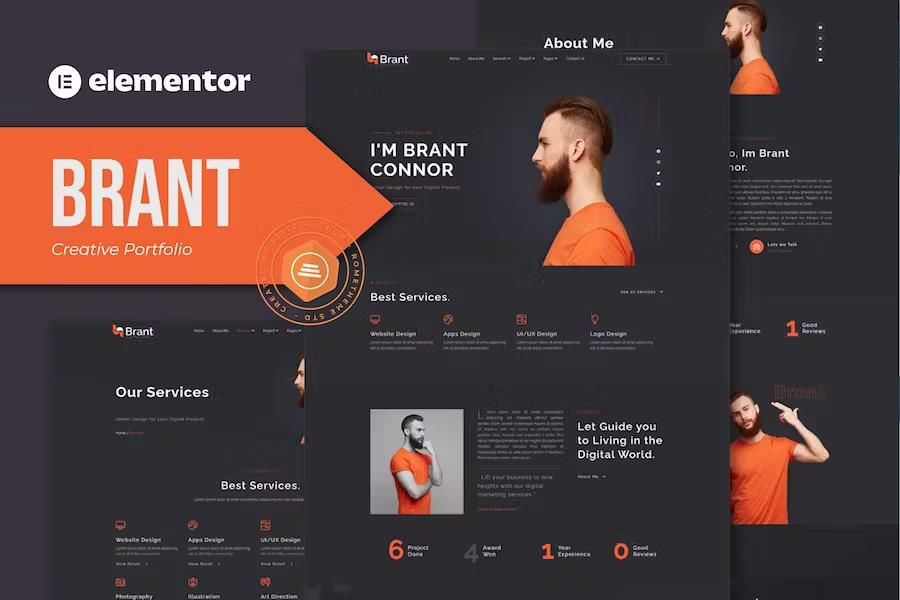 Preview image for Brant - Creative Portfolio & Agency Elementor Template Kit