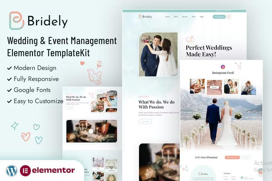 Bridely - Wedding & Event Management Elementor Template Kit listing image