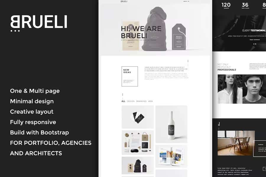 Brueli - Minimal Portfolio   Agency   Architect Template